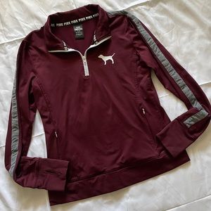 Victorias Secret PINK Ultimate Womens Sweater Medium Athletic Maroon Running Dog